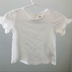 9M H&M White Ruffled T-Shirt Blouse